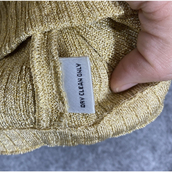 St John Top Small Gold Metallic Knit Ribbed Career Wedding Holiday USA - Picture 7 of 9